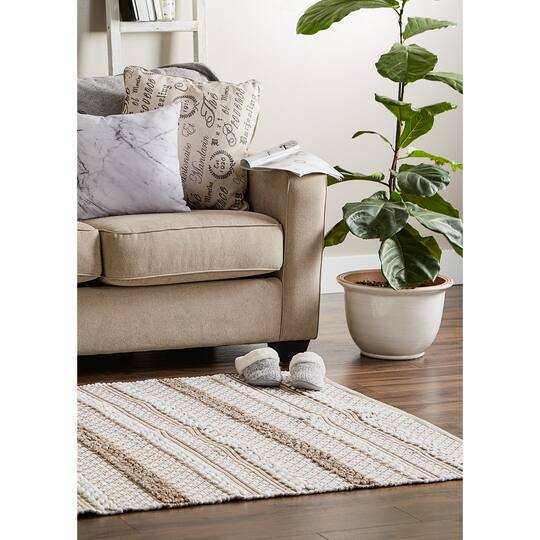 DII® Stone & White Hand-Loomed Paper Chindi Rug, 4ft. x 6ft.